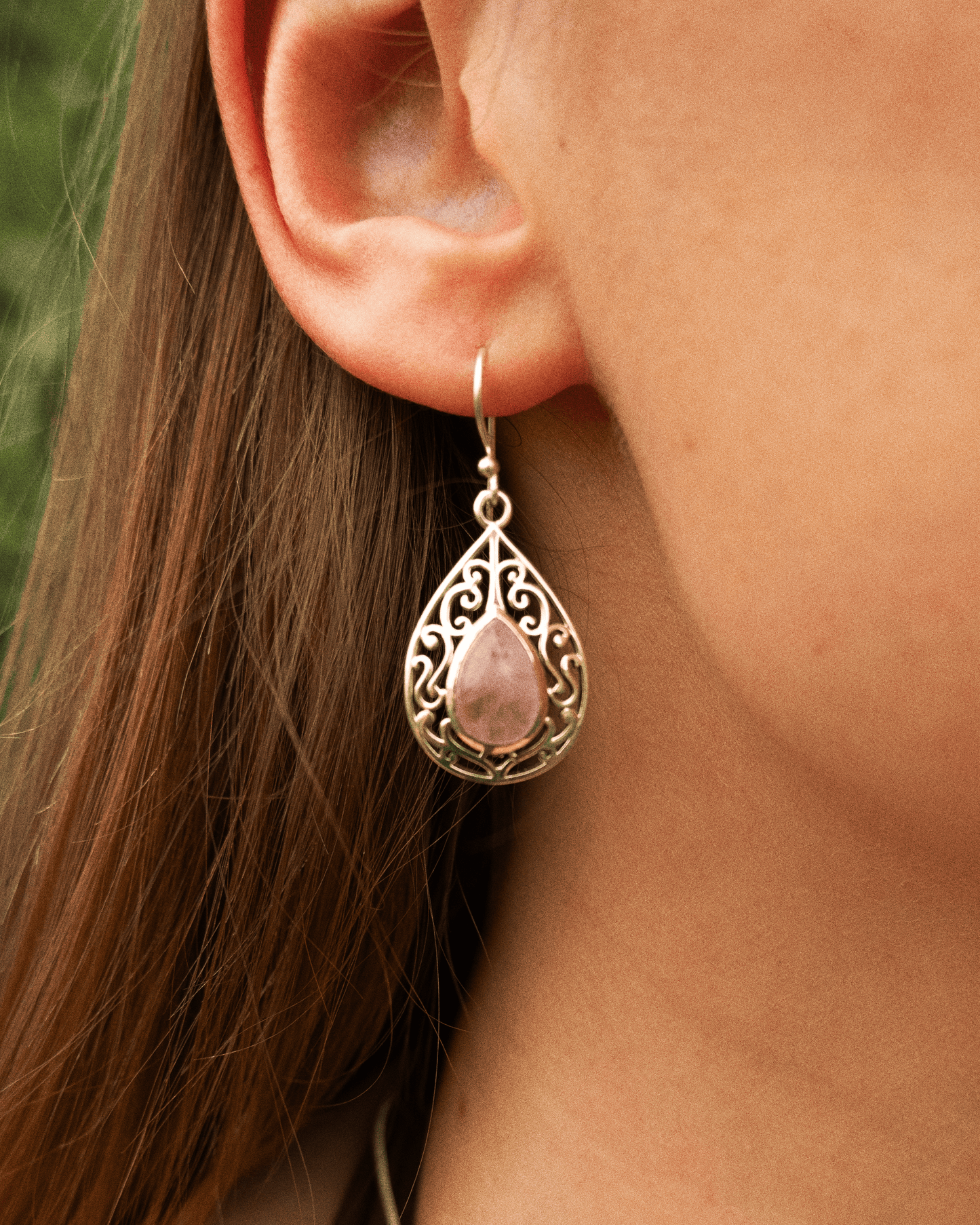 Aros Anika Cuarzo Rosa