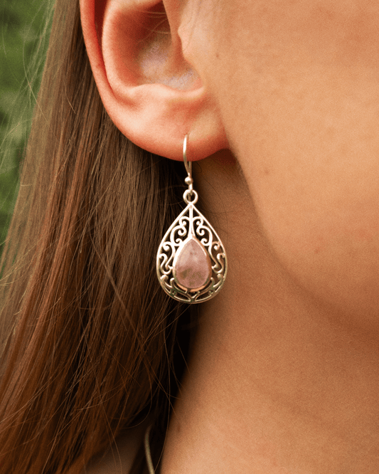 Aros Anika Cuarzo Rosa